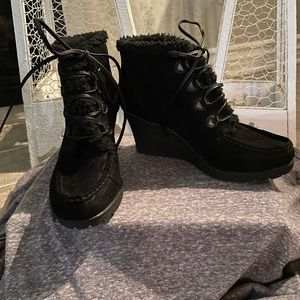 Women’s suede black lace up booties